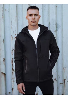 Men's transitional softshell jacket with hood black Dstreet TX4815