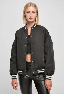 Ladies Oversized Recycled College Jacket black