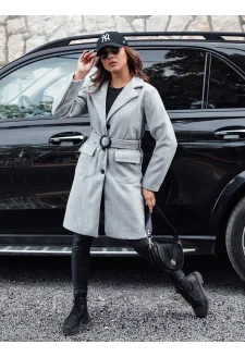 Women's single-breasted autumn coat SCHERMI light gray Dstreet NY0668