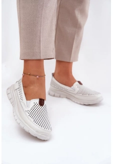 Ażurowe Baleriny Ze Skóry Naturalnej Vinceza 95336 Białe