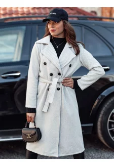 Women's oversized coat CASHMELY long tied gray Dstreet NY0713