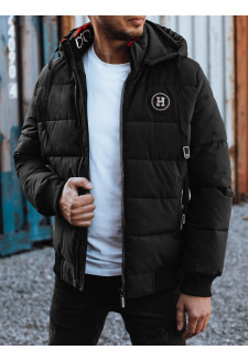 Men's winter quilted jacket with hood black Dstreet TX4948