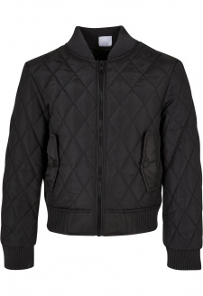 Girls Diamond Quilt Nylon Jacket black