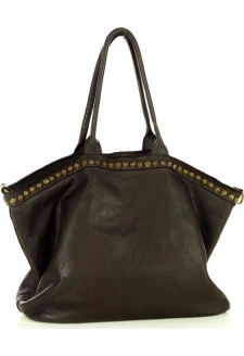 MARCO MAZZINI Tmavě hnědá velká vintage kožená kabelka