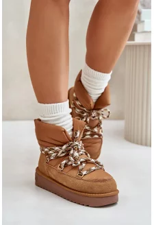 Suede women's snow boots with thick laces D.Franklin Brown