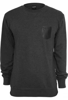 Contrast Pocket Crewneck charcoal/leather