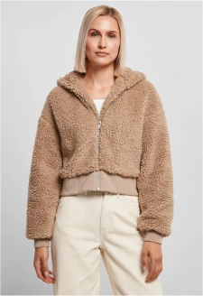 Ladies Short Oversized Sherpa Jacket softtaupe