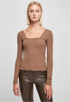 Ladies Rib Squared Neckline Longsleeve darkkhaki