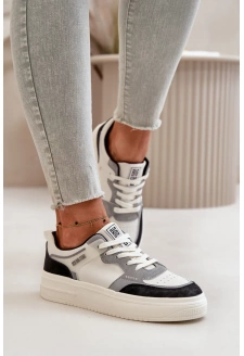 Women's Low Sneakers Made of Eco Leather Big Star White-Grey