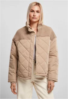 Ladies Oversized Diamond Quilt Puffer Jacket softtaupe