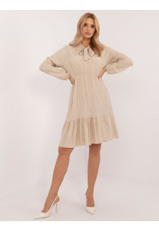 Beige Flowy Dress with Ruffles OCH BELLA