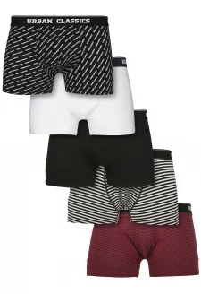 Boxer Shorts 5-Pack bur/dkblu+wht/blk+wht+aop+blk