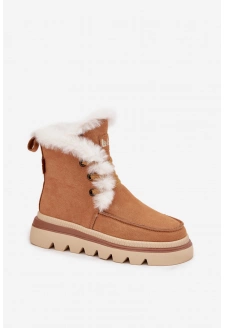 Śniegowce Damskie Z Naturalnego Zamszu Lee Cooper LCJ-25-01-3738 Camel