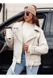 Women's jacket LEVERINO suede with shearling white Dstreet TY4732