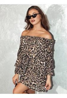 Women's dress off-shoulder one size EXOTICO in leopard print Dstreet EY2545