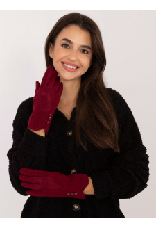 Burgundy women's gloves with buttons