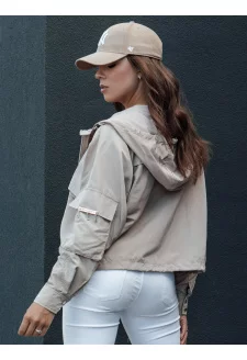 Women's transitional jacket with a hood BUNOL beige Dstreet TY4468