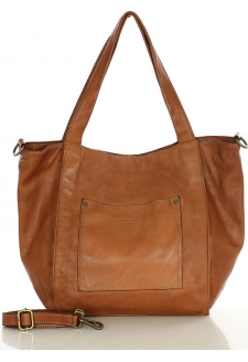 MARCO MAZZINI Světle hnědá prostorná kožená shopper kabelka