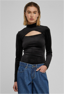 Ladies Velvet Cut-Out Turtleneck Body black