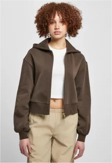 Ladies Short Oversized Zip Jacket brown