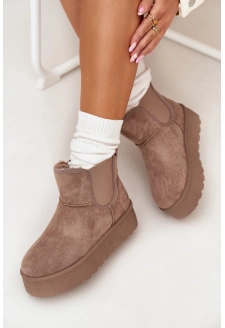 Damskie Śniegowce Z Elastyczną Wstawką Khaki Kiora