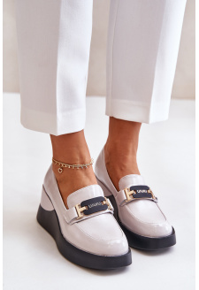 Lacquered Wedge Loafers Vinceza Grey