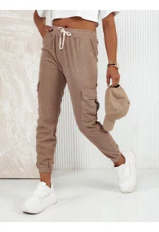 Women's ribbed pants CHICCORD camel Dstreet UY2175