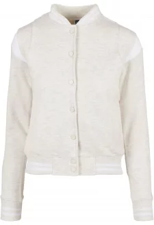 Ladies Inset College Sweat Jacket lightgrey/white