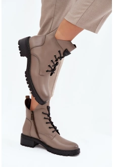 Ocieplane Botki Damskie Na Klocku Vinceza 58609 Szare