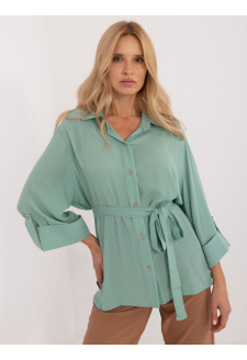 Pistachio women's oversized shirt with a longer back