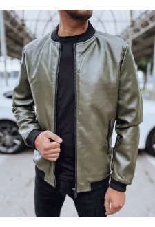 Men's green leather bomber jacket Dstreet TX4707