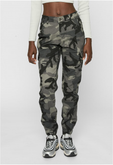 Ladies High Waist Camo Cargo Pants dark camo