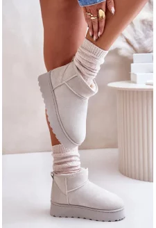 Light Grey Insulated Women's Platform Snow Boots with Fur Xamella