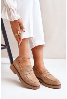 Classic Women's Loafers Made of Eco Suede Beige Belania