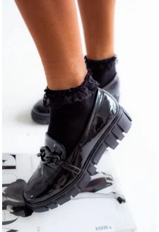 Women's Cotton Socks with Lace Black