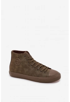 Trampki Męskie Ocieplane Z Eko Skóry Big Star OO174250 HI-POLY SYSTEM Khaki