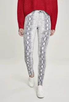 Ladies Animal Stretch Twill Skinny Pants offwhite snake