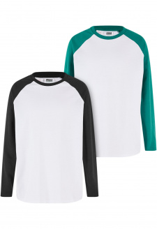 Boys Organic Oversized Raglan Longsleeve 2-Pack white/black+white/green