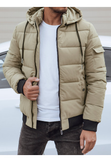 Men's quilted winter jacket with hood beige Dstreet TX4838