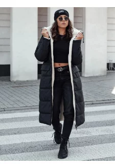 Women's winter jacket GLAMPUFF reversible quilted with hood black Dstreet TY4606