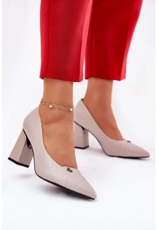 Czółenka Na Słupku Eleganckie Vinceza 62224 Szare