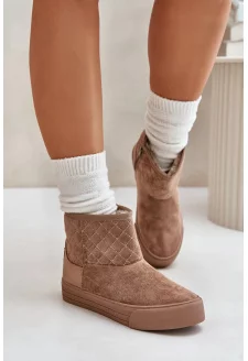 Ankle snow boots with zipper insulated with fur Big Star beige