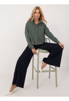 Dark green oversized corduroy button-up shirt SUBLEVEL