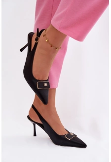 Sandały Szpilki Damskie Z Ozdobnym Detalem Czarne Lurella