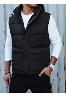 Men's quilted vest with hood black Dstreet TX4782