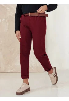 Women's oversized pants ELEGANTENO with a belt in burgundy Dstreet UY2256