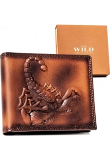Always Wild hnědá pánská peněženka s vyobrazením štíra A269