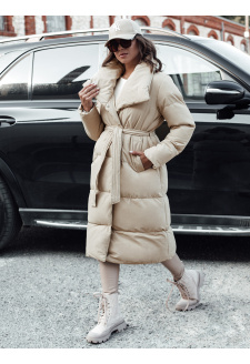 Women's long quilted winter coat FAVI beige Dstreet TY4572