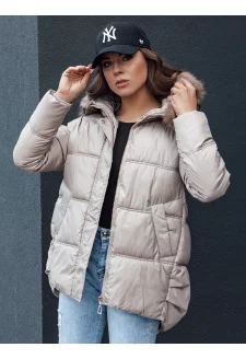 Women's winter jacket with a hood STELLAR beige Dstreet TY4494