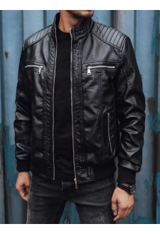 Men's black leather jacket Dstreet TX4739